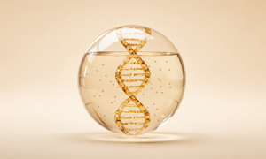 DNA 나선 구조가 담긴 구형 캡슐, 줄기세포 농축 과정을 형상화한 이미지