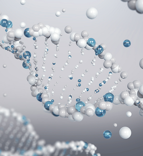 DNA 나선 구조로 신경 재생과 회복의 원리를 형상화한 이미지