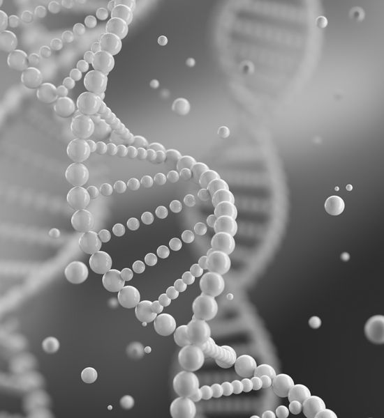 PRP 치료의 재생 원리를 상징하는 DNA 이중나선 구조 이미지